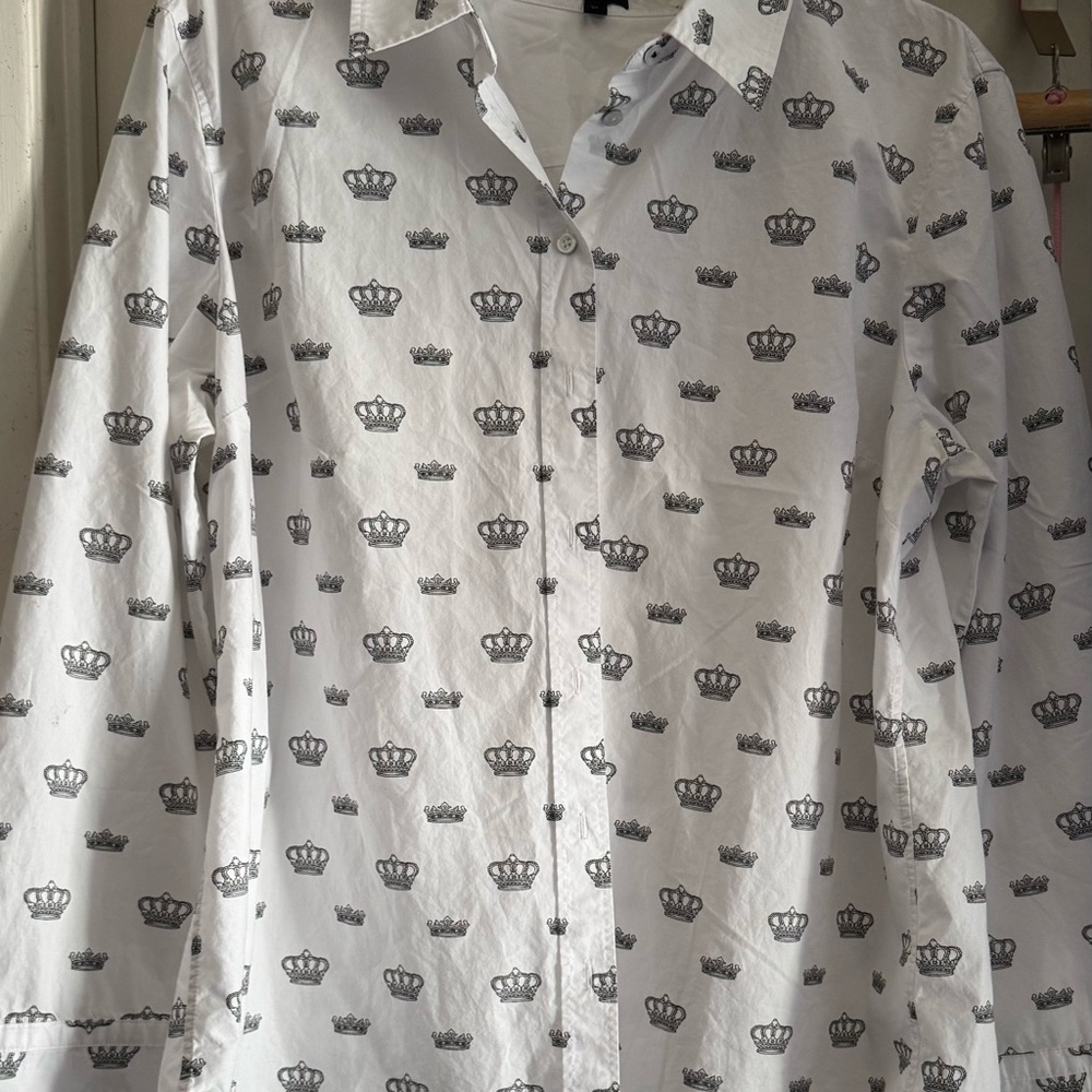 Talbots Crown Print White womens Shirt